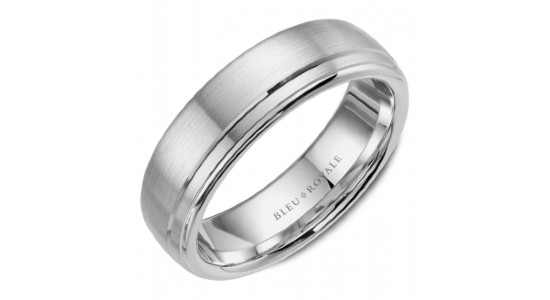 A brushed finish men’s wedding band by Bleu Royale, available at Davidson & Licht.