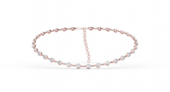 a rose gold and diamond station choker necklace